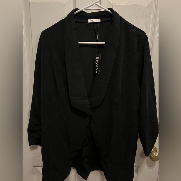 Beyove Women's 3/4 Stretchy Ruched Sleeve Lightweight Work Office Blazer NWT 2XL - Picture 7 of 10
